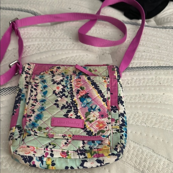 Vera Bradley Handbags - Vera Bradley Pink and Green Crossbody Bag with Floral Design